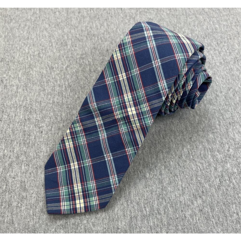 J Crew Tie Mens Skinny 2.5" 100% Cotton Plaid Classic 57" Long